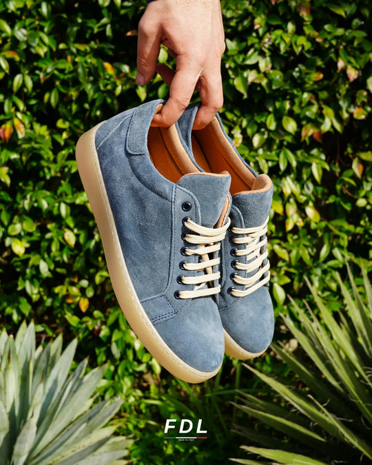 Sneakers Berlino in Camoscio Azzurro
